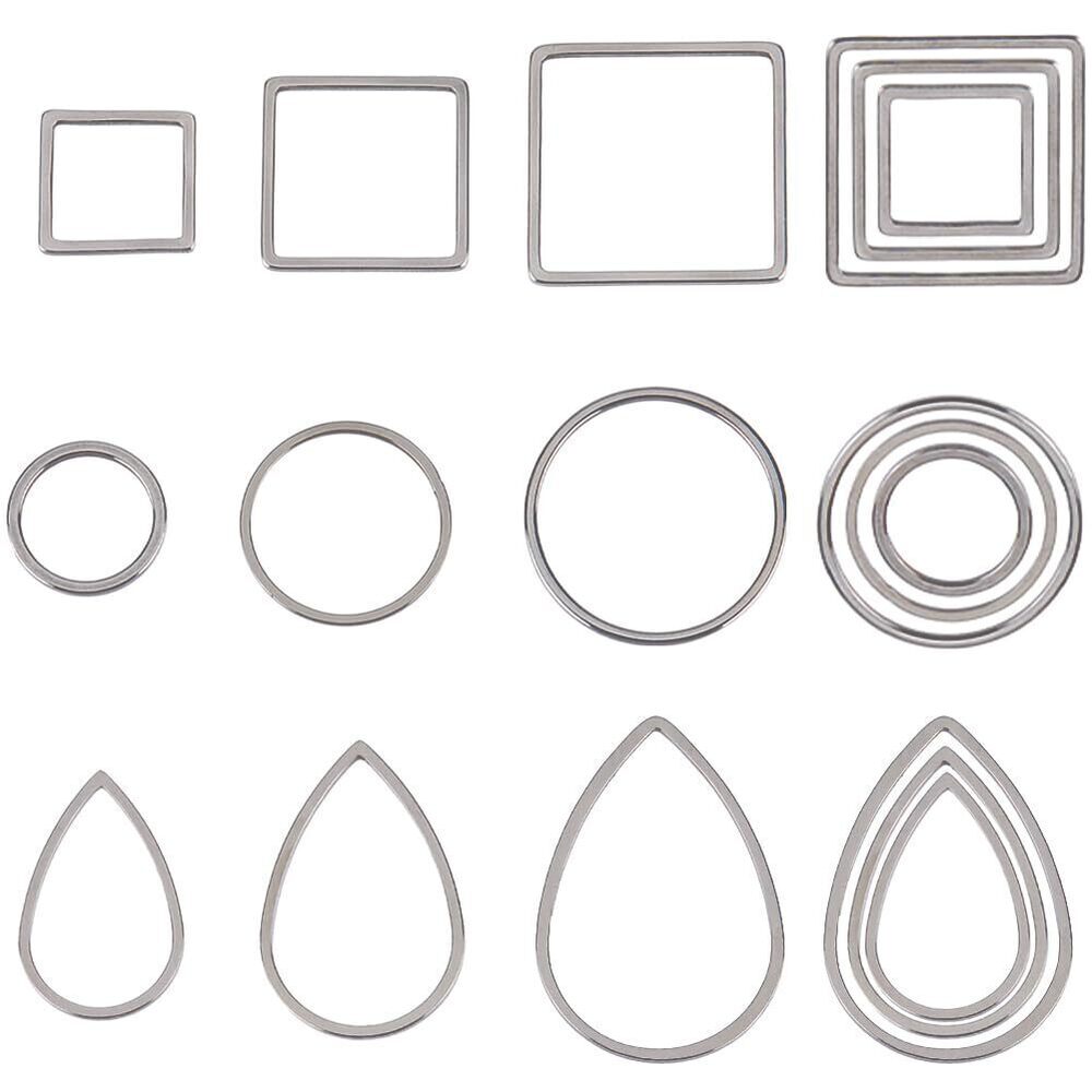 2110 1 Box 90Pcs Open Bezel Charms Stainless Steel Open Back Bezels Pendant